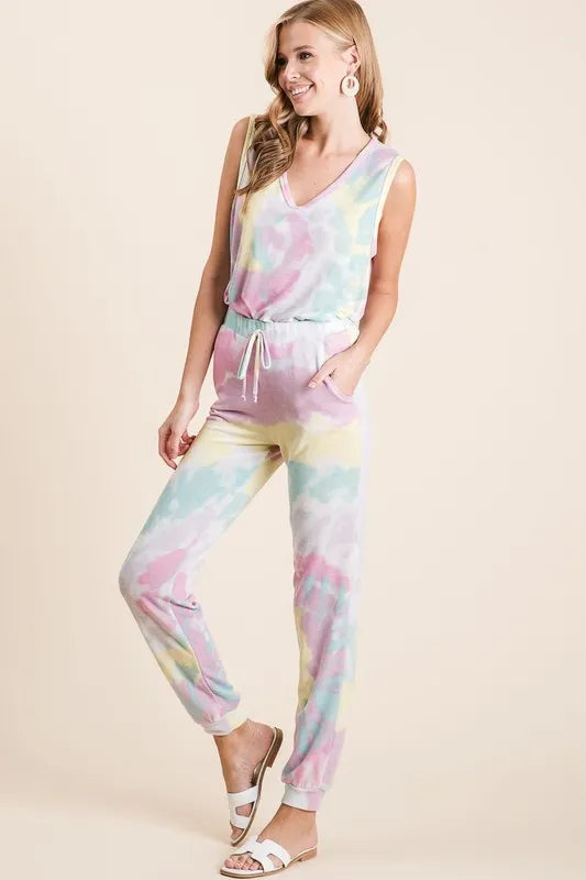 BiBi Tie Dye French Terry Casual Pants - Fashorio