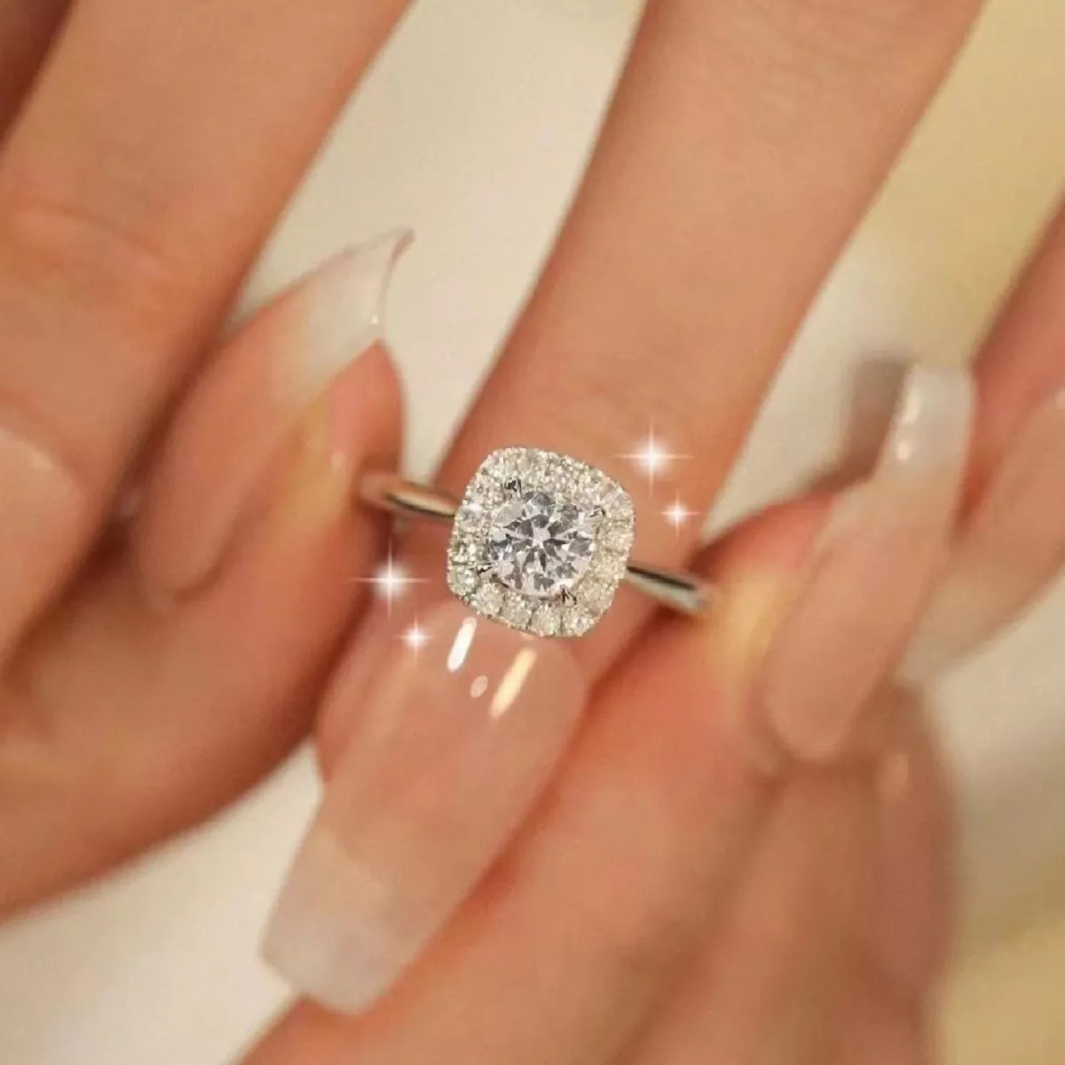 1 carat moissanite square ring in 925 sterling silver