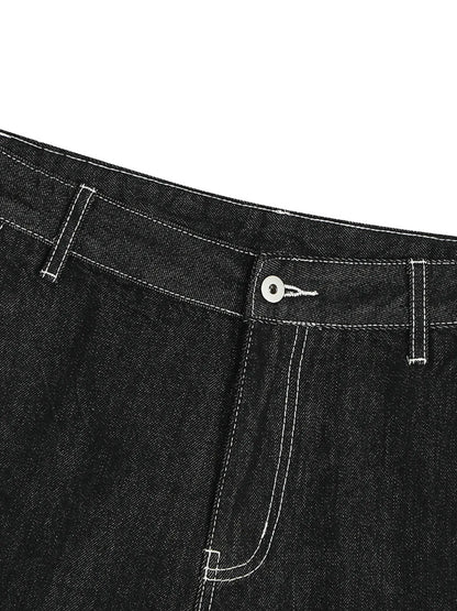 Men's Denim Shorts with Contrast Stitching - Fashorio