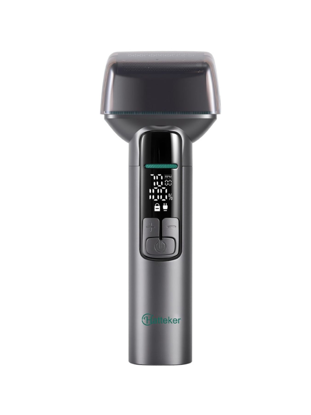 Rechargeable electric shaver held in hand