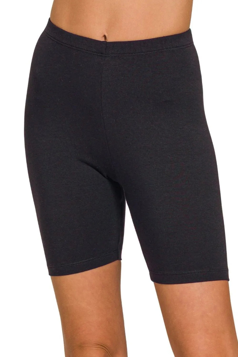 Zenana Premium Cotton Biker Shorts BLACK - Fashorio