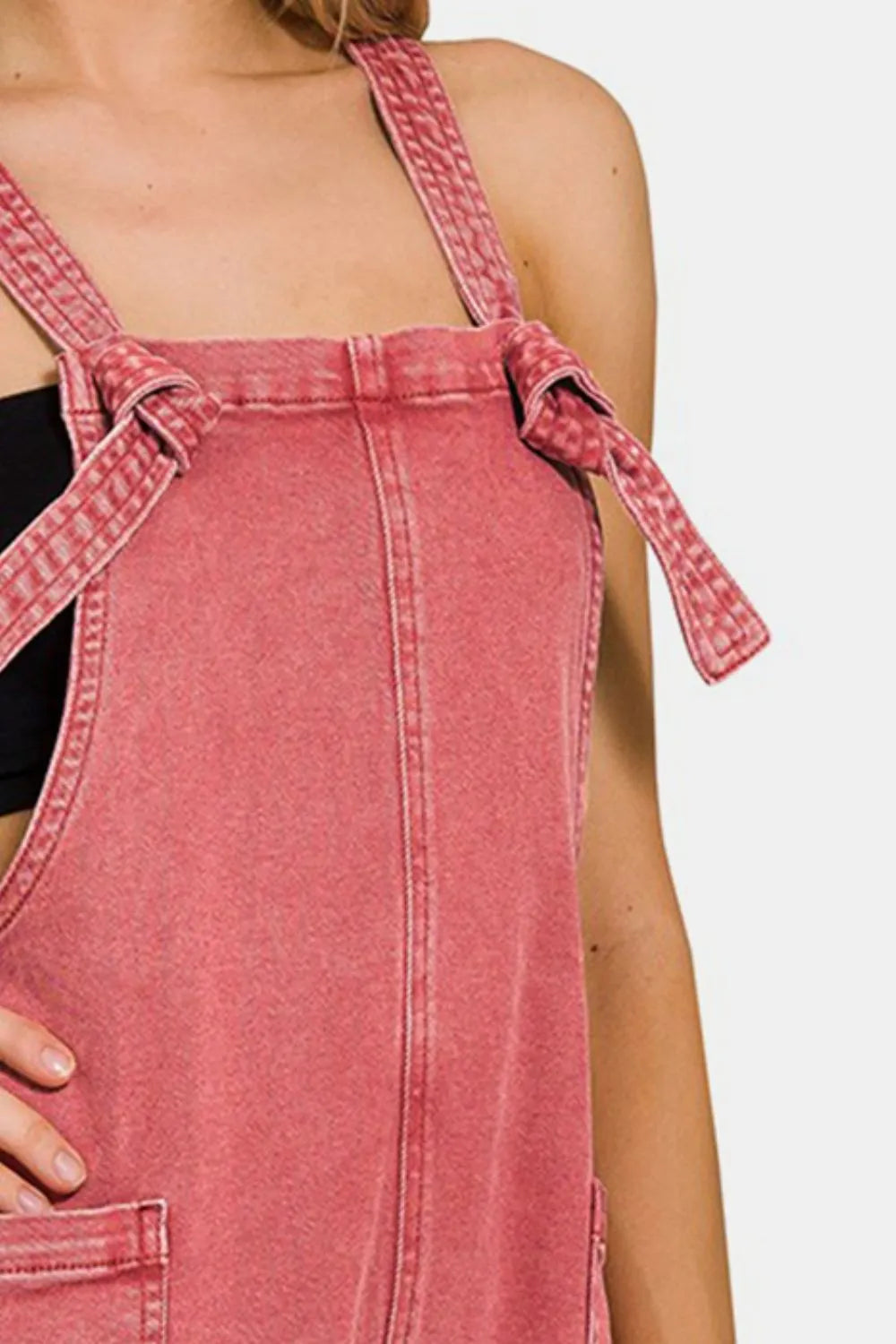 Washed Knot Strap Romper side view