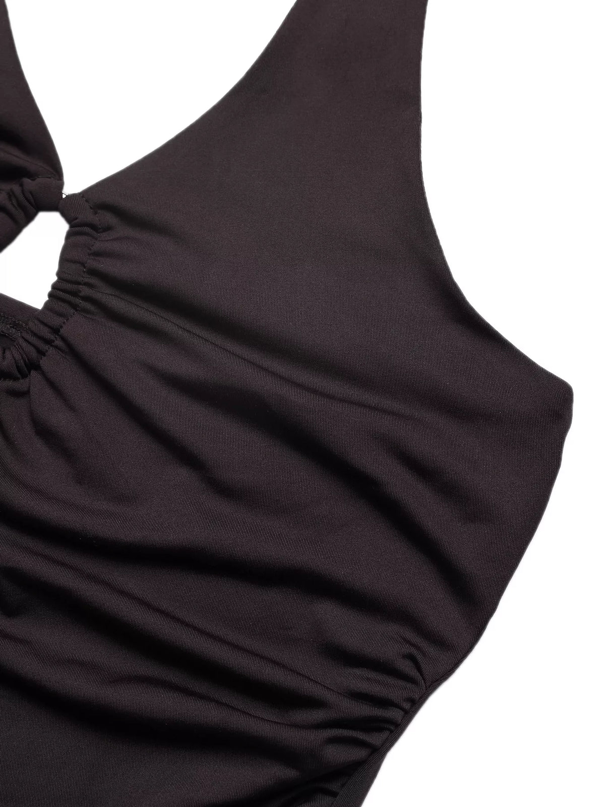 Back view showing the open halter back