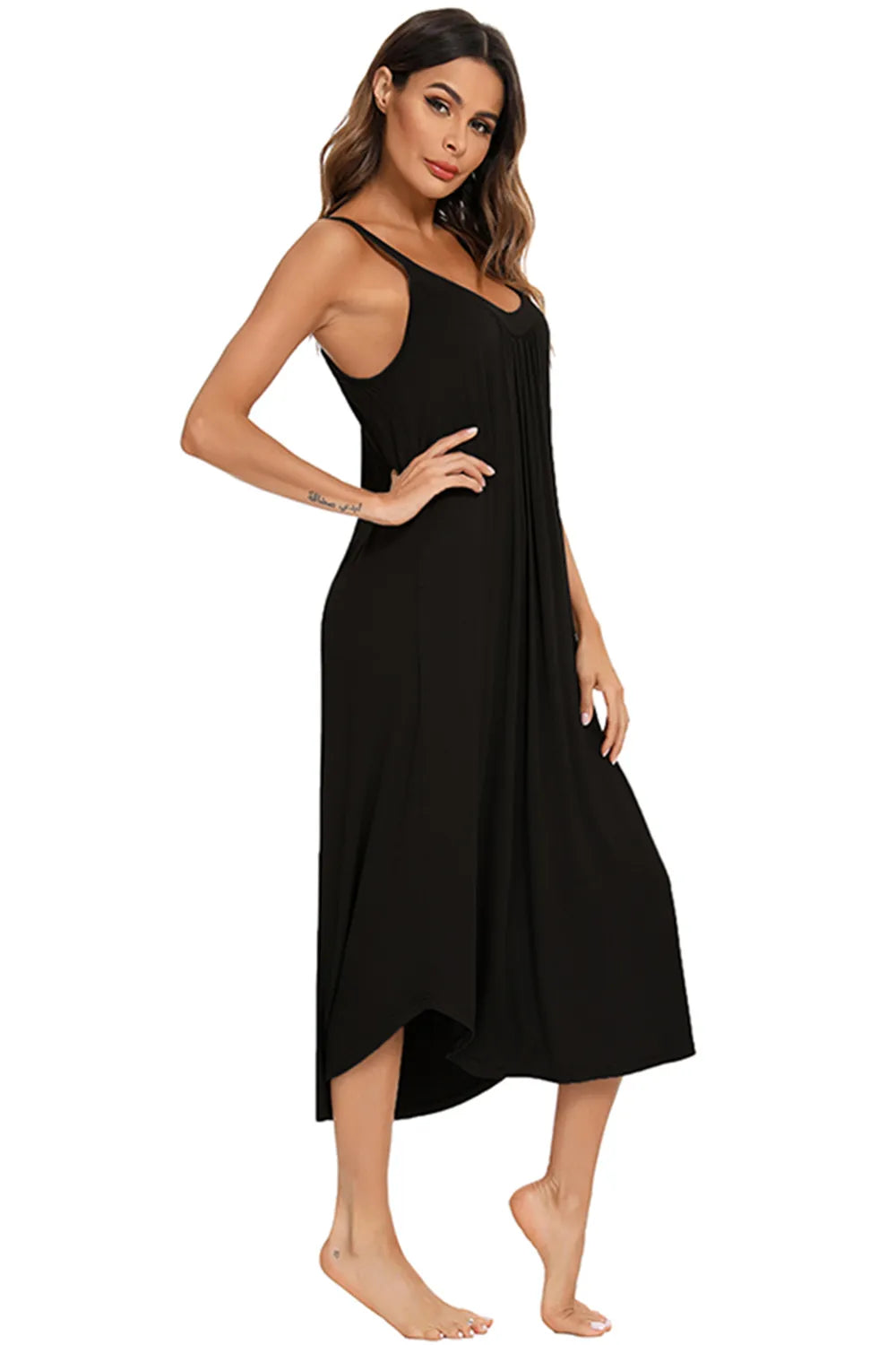 V-Neck Midi Lounge Dress - Fashorio