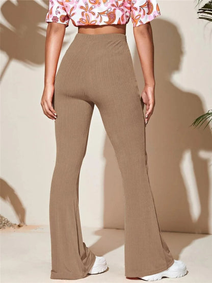 Full Size High-Waist Flare Active Pants Plus Size - Fashorio