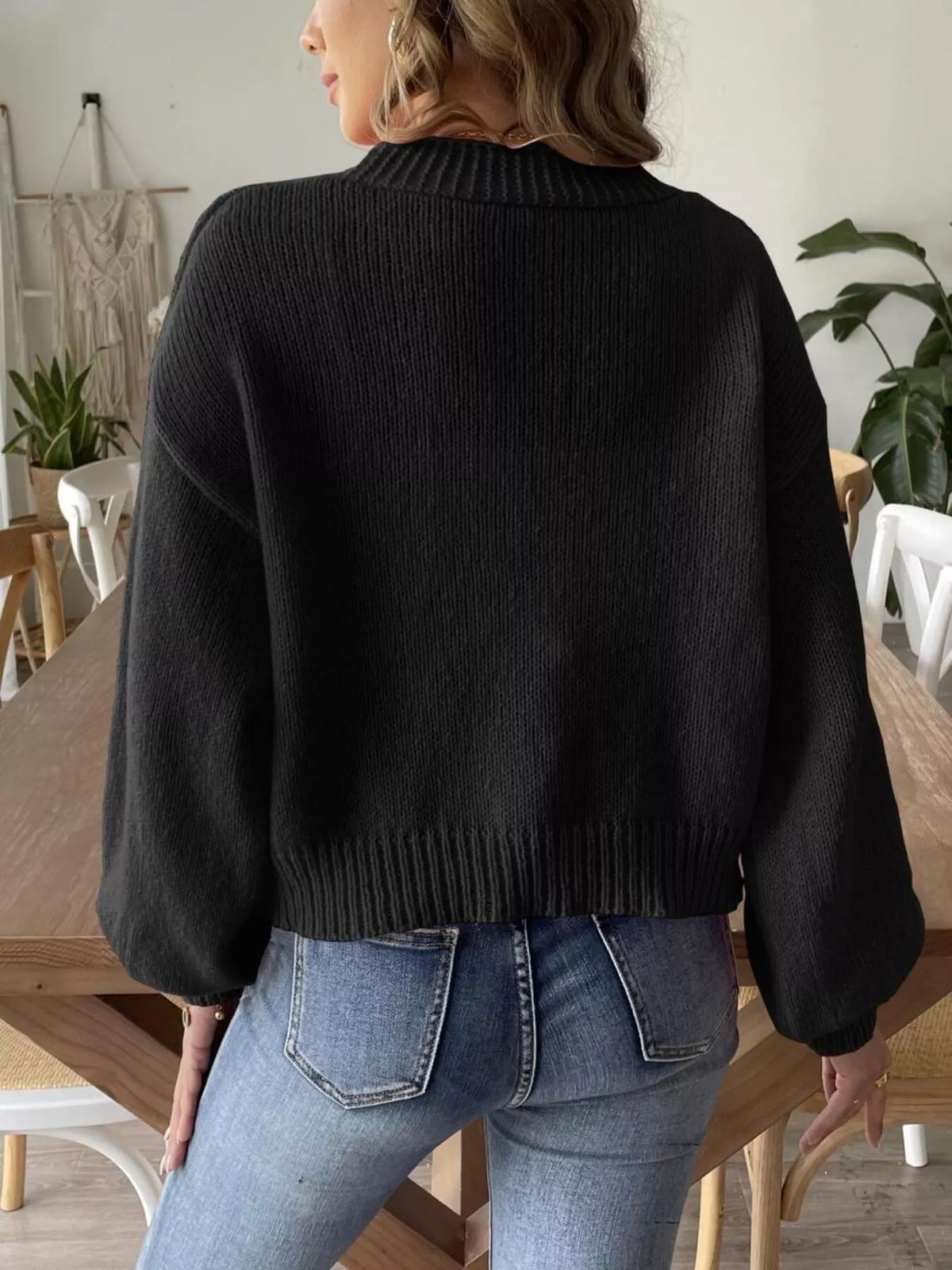 open front dropped shoulder cardigan styled outfit view