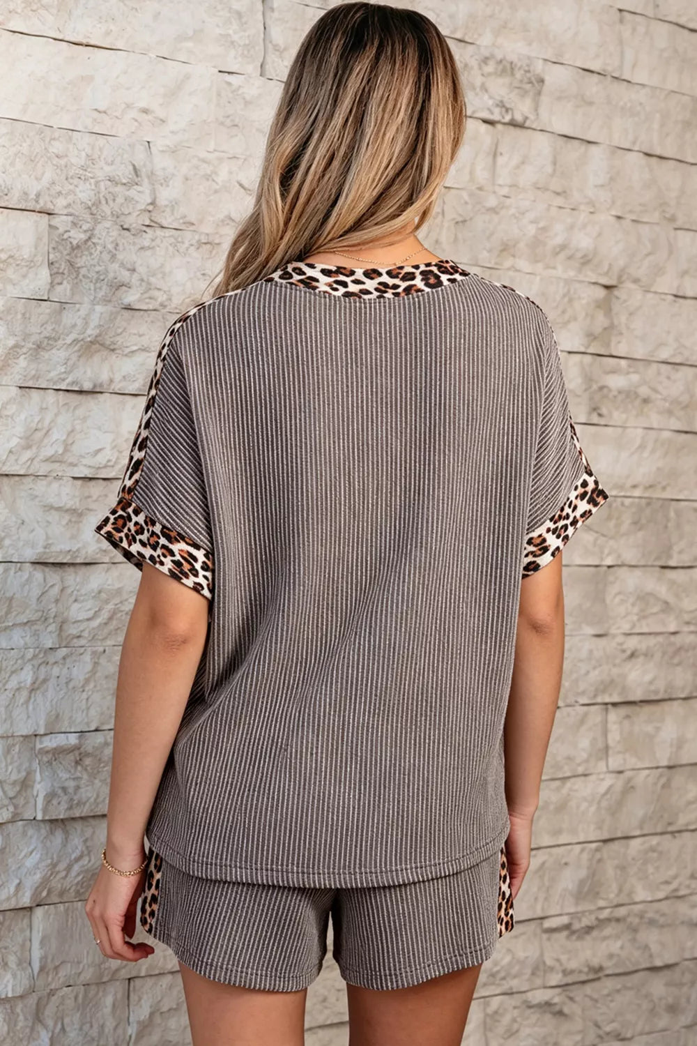 Leopard trim two piece set side view