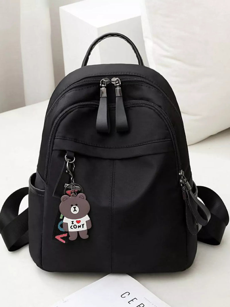 Black nylon lightweight mini backpack front view