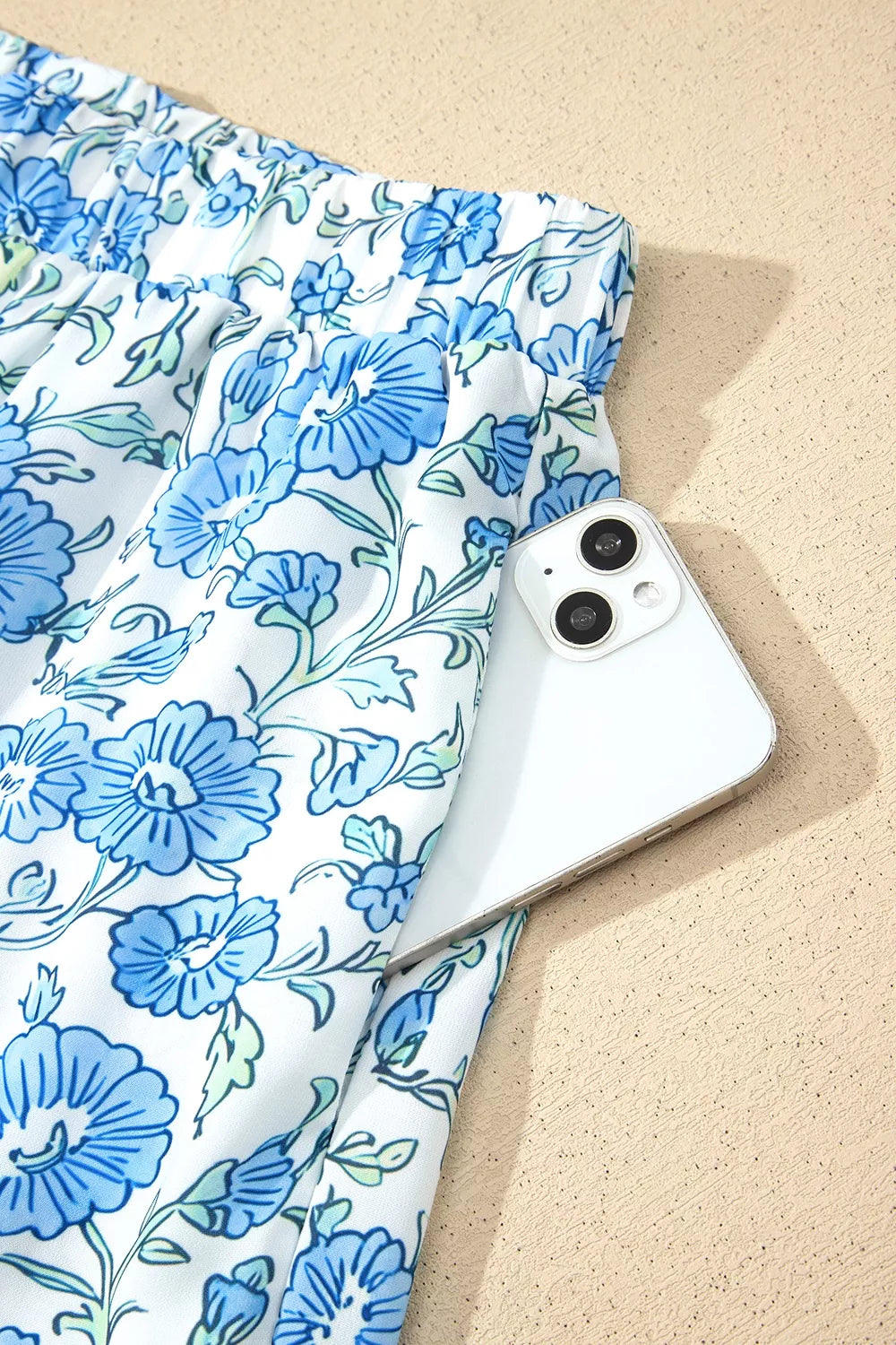 Coordinated floral top and shorts outfit