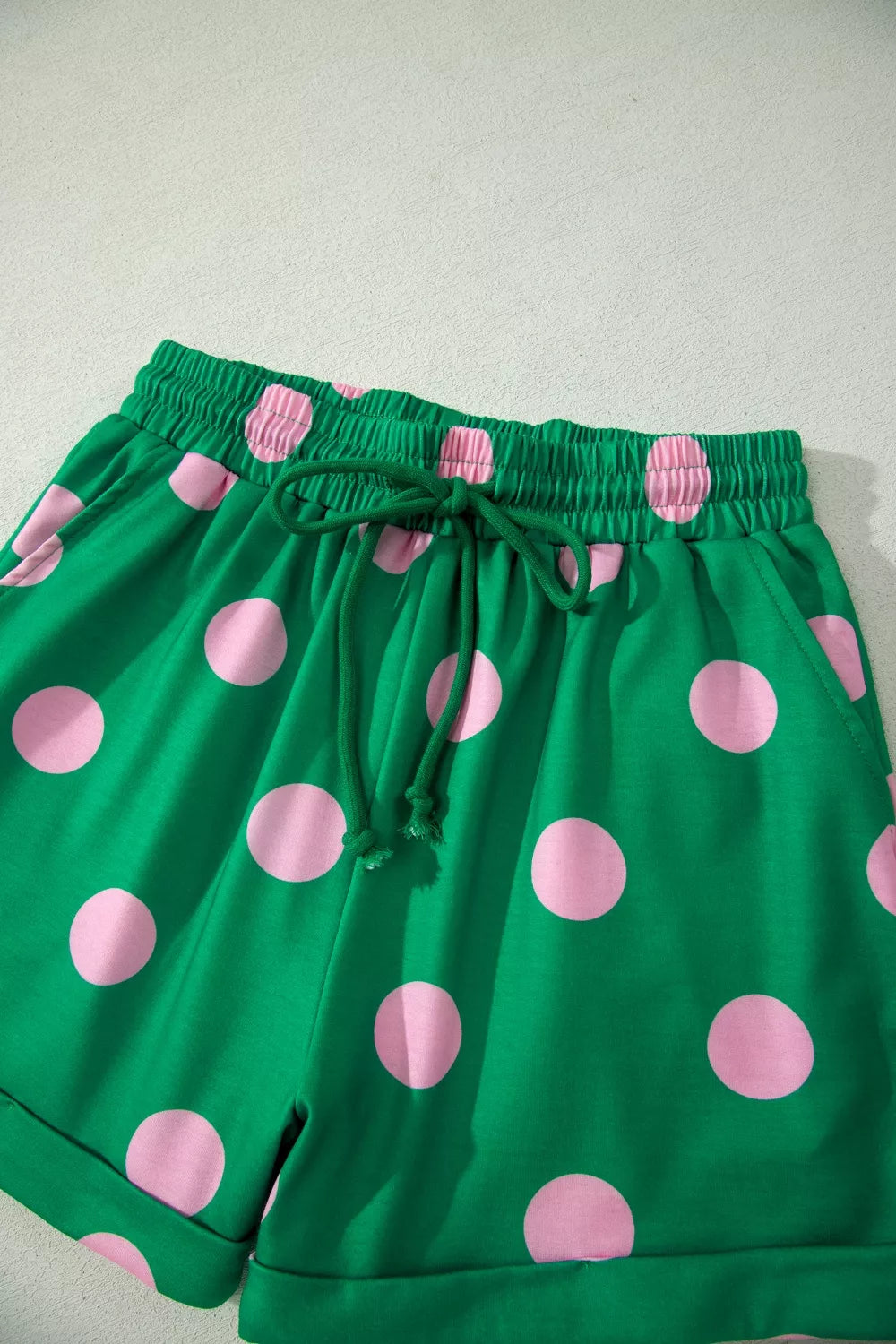 Polka Dot V Neck Tee and Shorts Set, view 7