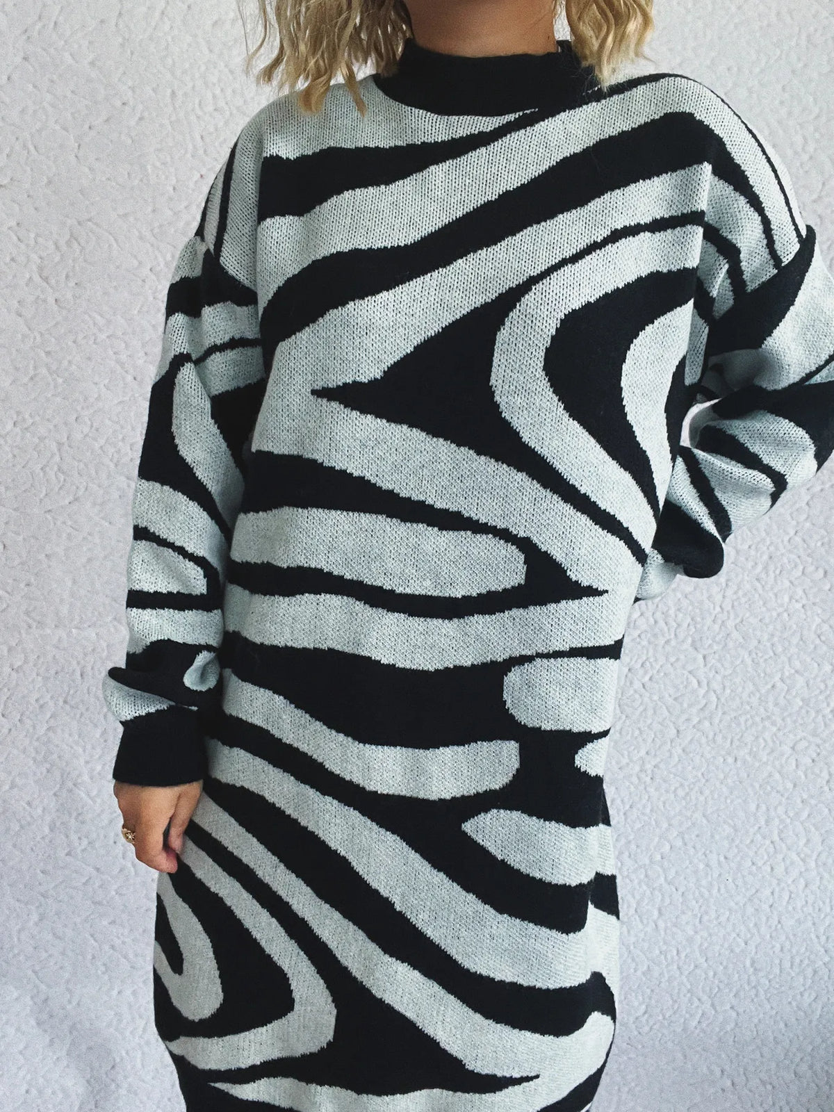 Oversized zebra print sweater back view