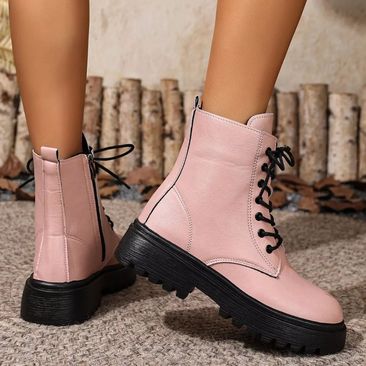 Combat boots top down view