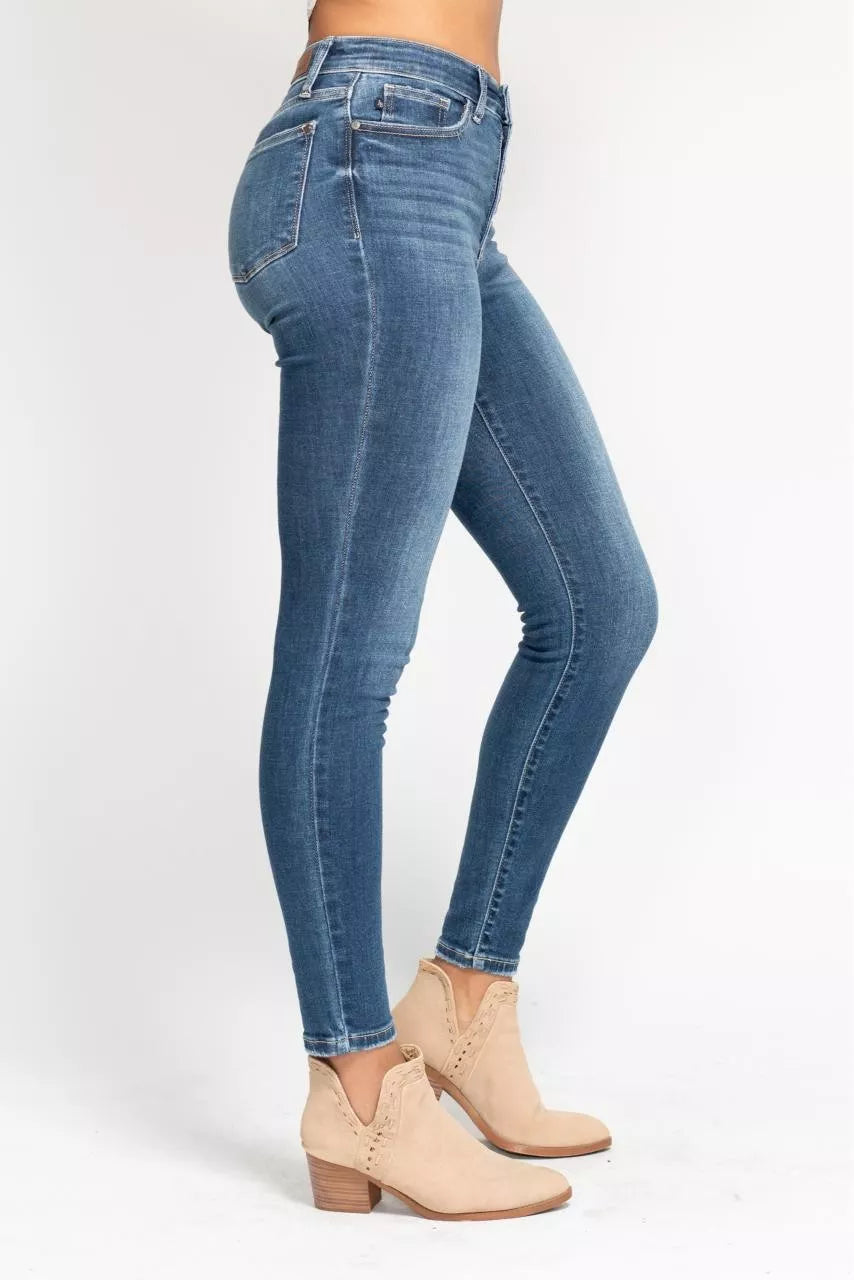 Judy Blue High Rise Button Fly Skinny Jeans, view 8
