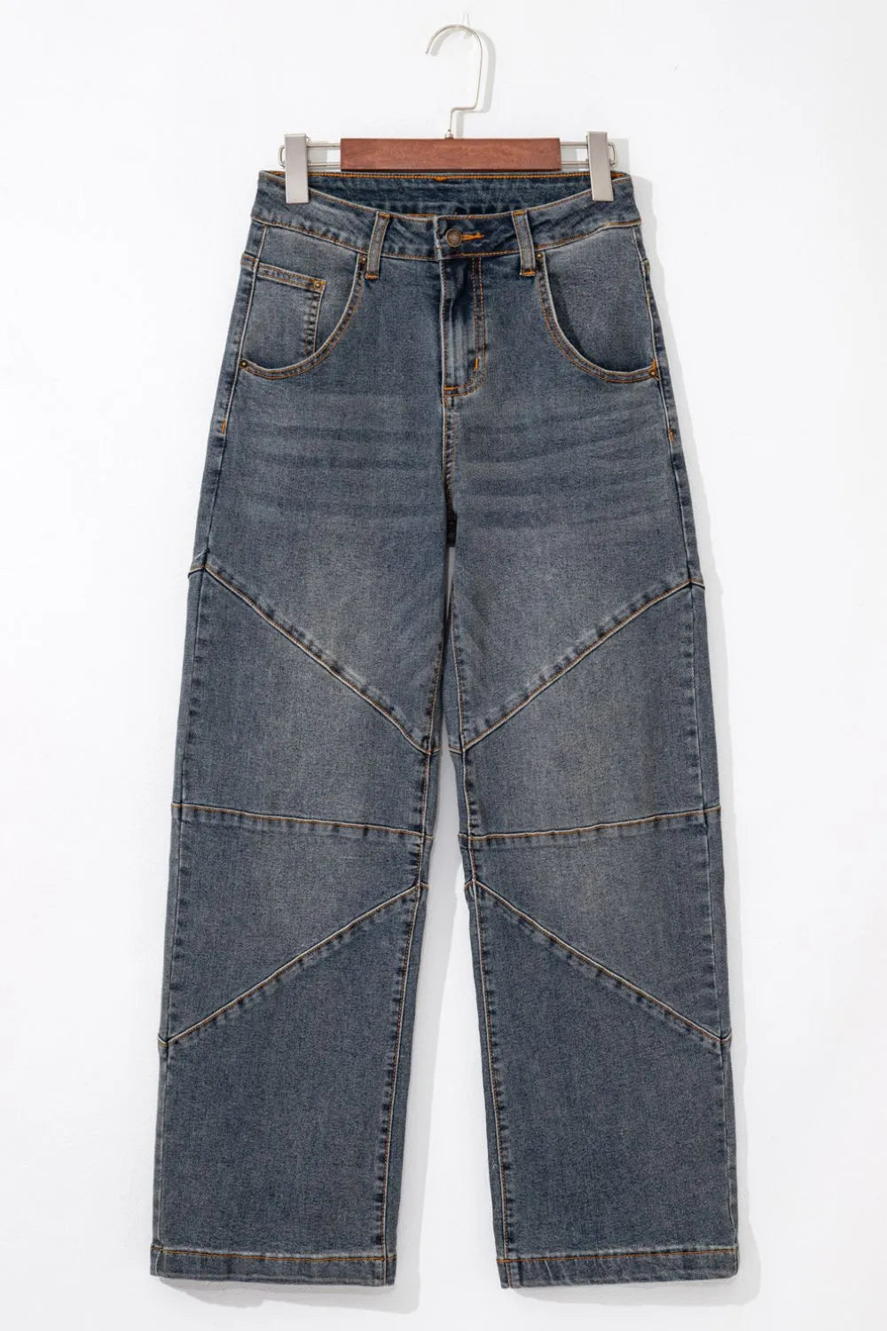 Navy straight leg jeans full length styling