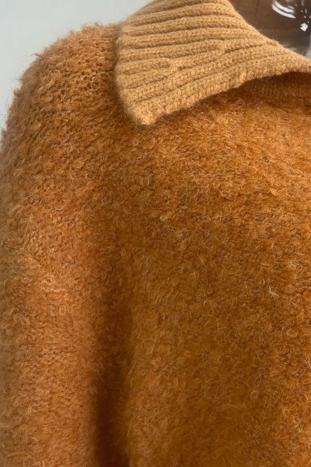 Collared Neck Button Down Long Sleeve Cardigan - Fashorio