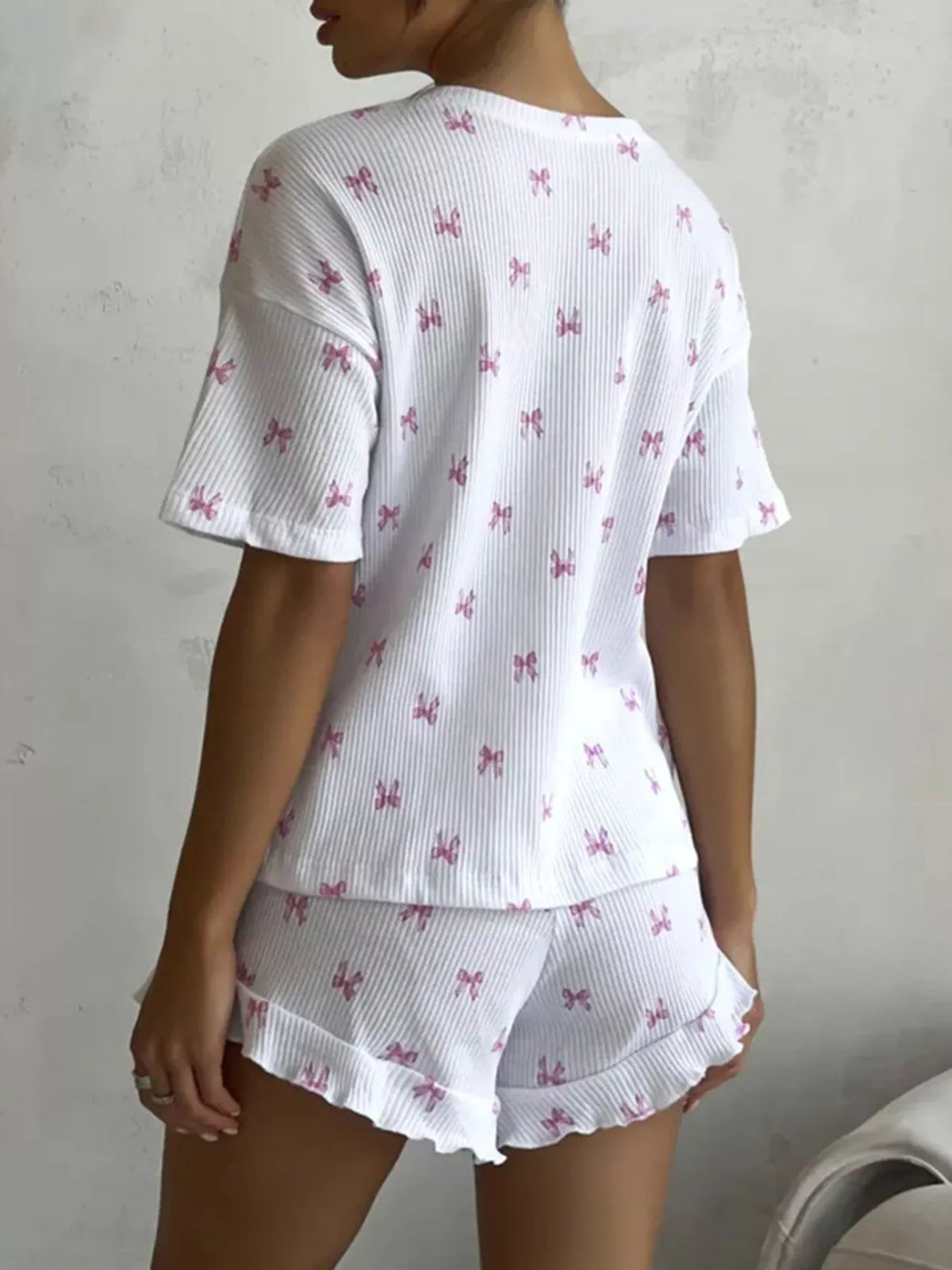 Bow print lounge set full outfit