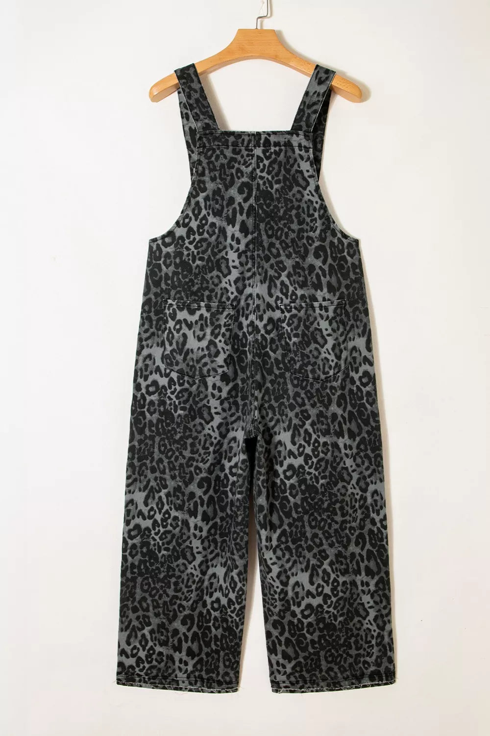 Leopard print overalls adjustable strap detail