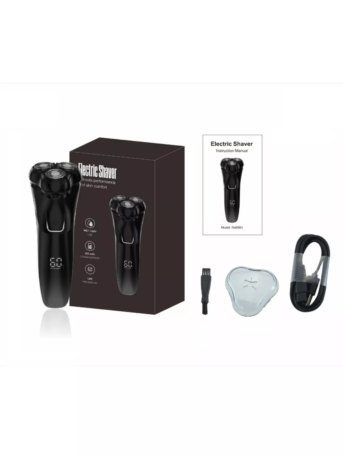 Rotary electric shaver full set overview