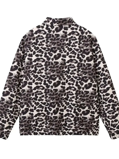 Women’s Leopard Print Oversized Bomber Jacket - Fashorio
