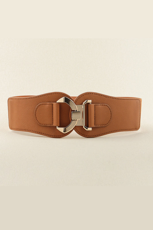 Alloy Buckle Elastic Belt Caramel One Size - Fashorio