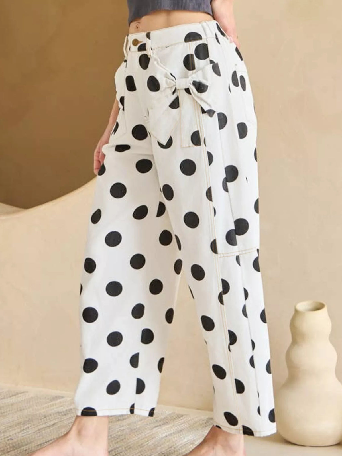 Polka dot denim side view