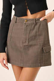Mittoshop Cargo Mini Skirt with Side Pockets Coffee Brown - Fashorio