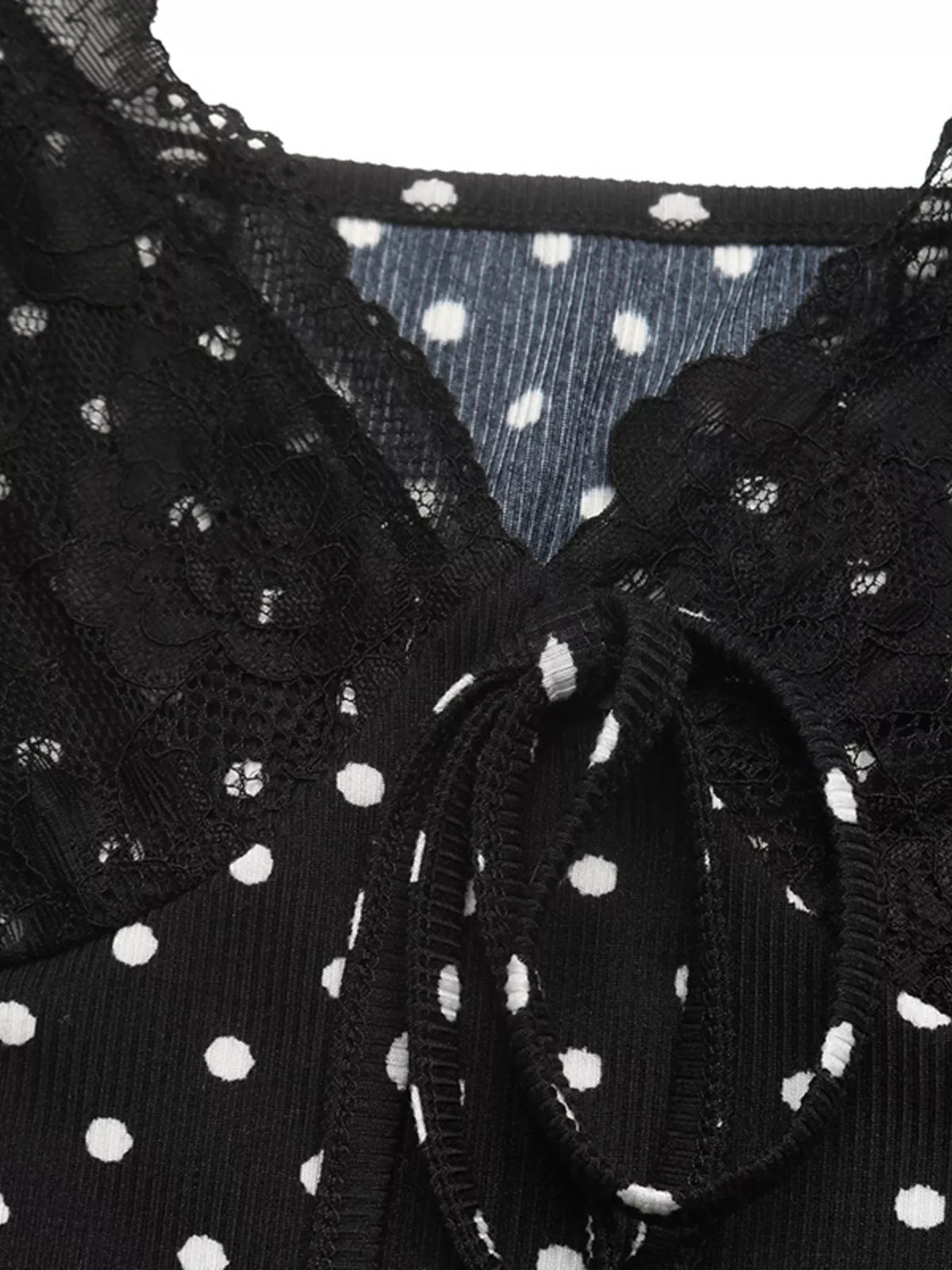 Close up of polka dot print fabric