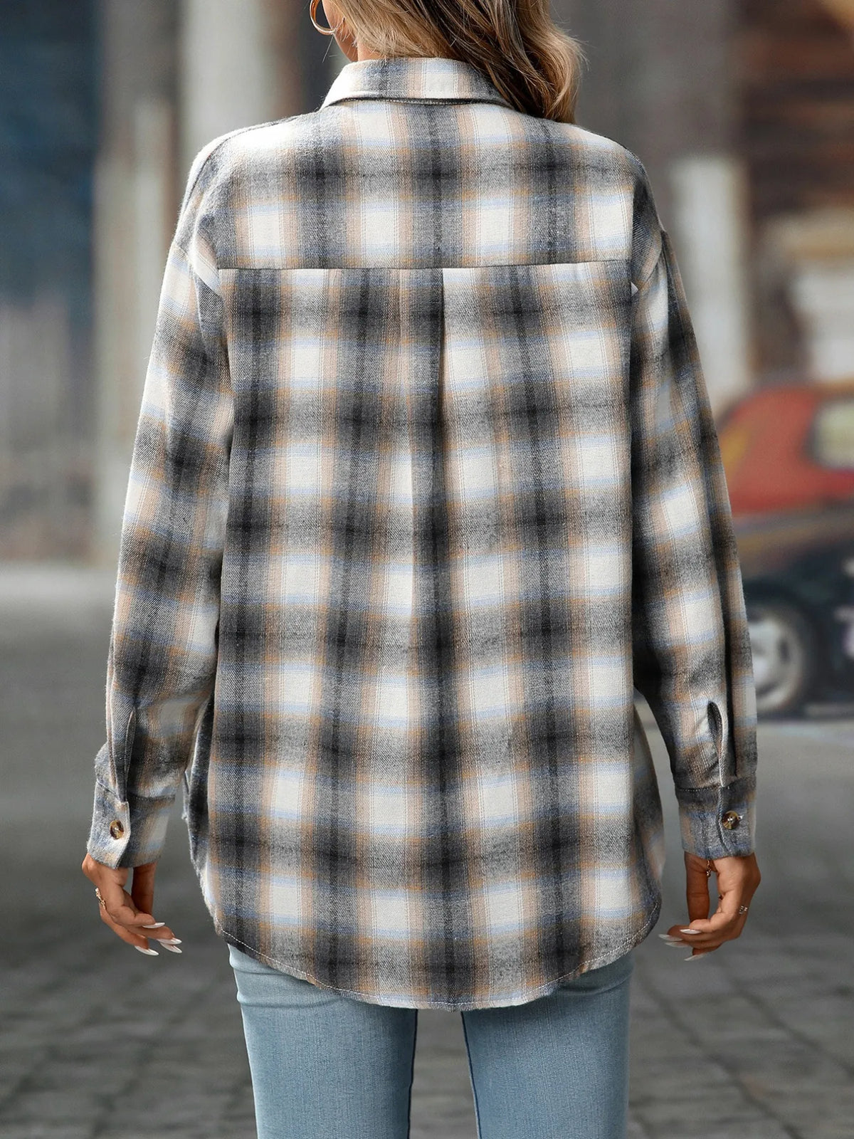 Oversized Plaid Button Up Shirt, view 14
