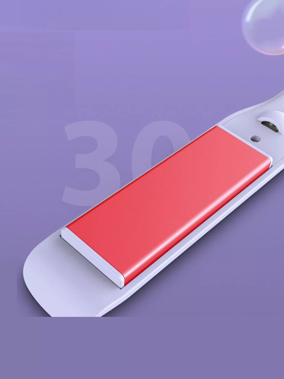 Purple hair straightener angled view
