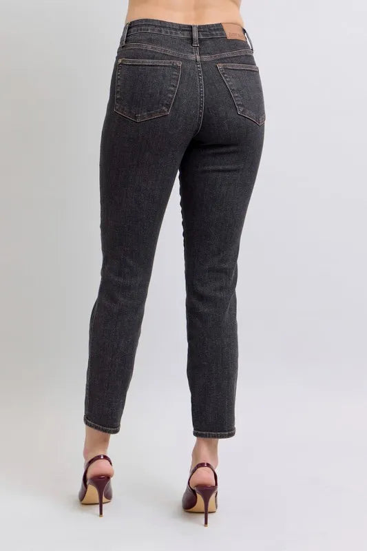 Judy Blue mid rise slim jeans waistband detail