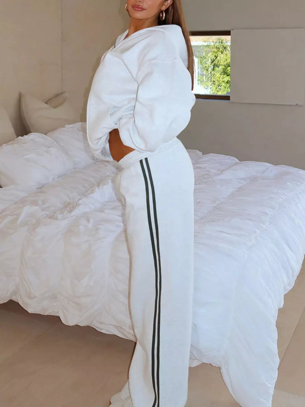 Zip Up Hoodie and Striped Pants Set, view 14