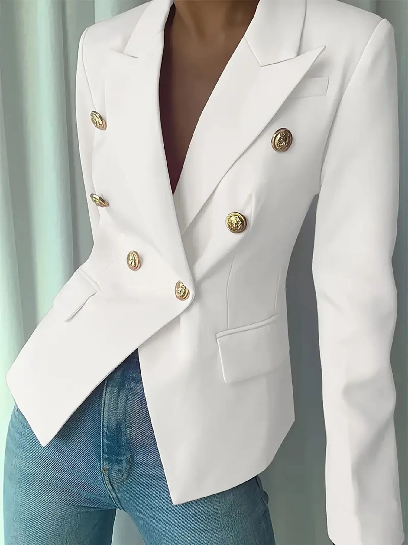 Decor Button Lapel Collar Blazer - Fashorio
