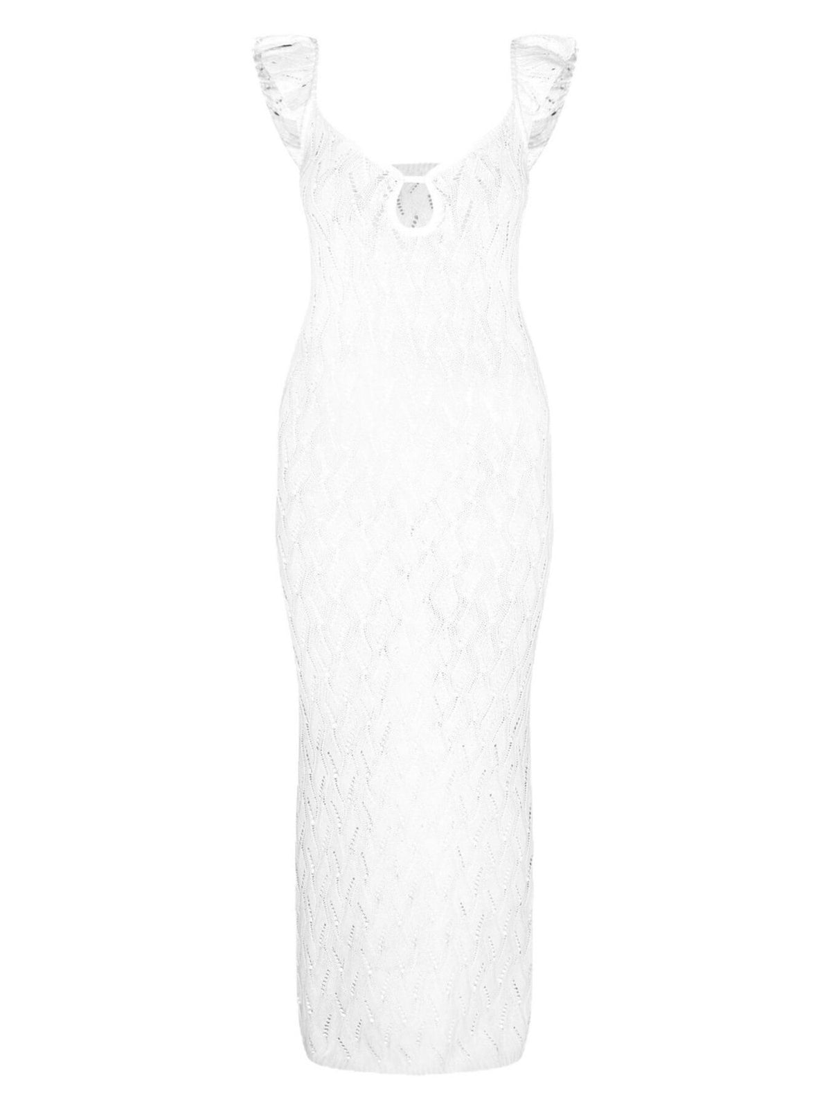 Open weave crochet maxi dress back view
