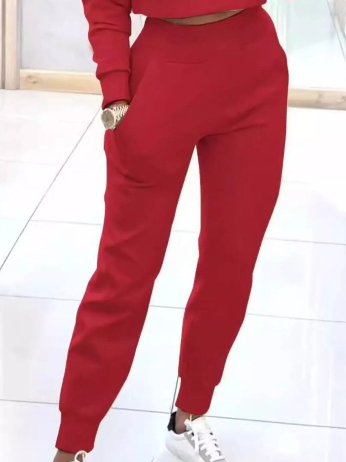 Casual Chic Cropped Sweatshirt and Jogger Set, view 12