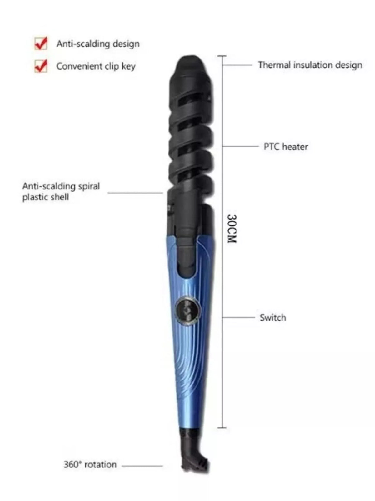 Curling iron creating a curl