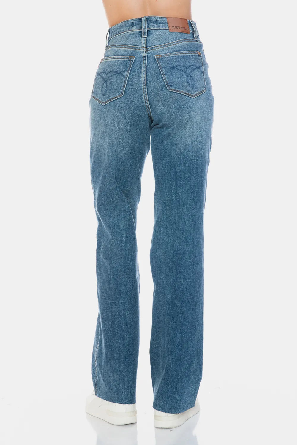 Judy Blue Tummy Control Raw Hem Straight Jeans side view