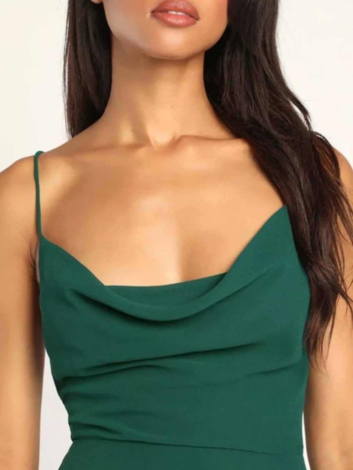 Close up of the slit opening on the long skirt