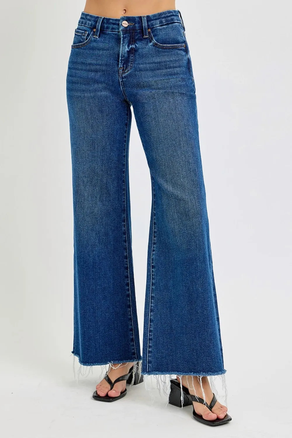 RISEN Tummy Control High Rise Wide Leg Jeans - Fashorio