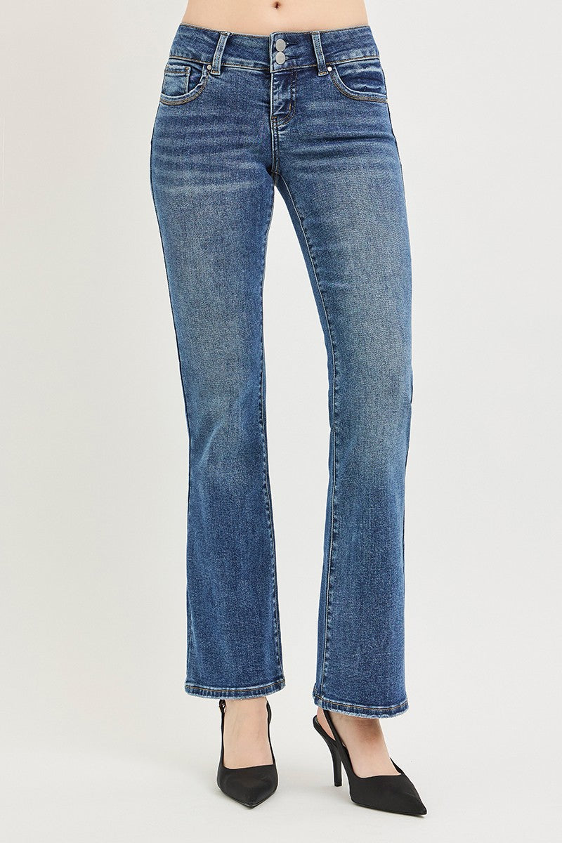 RISEN low rise blue jeans full length styling