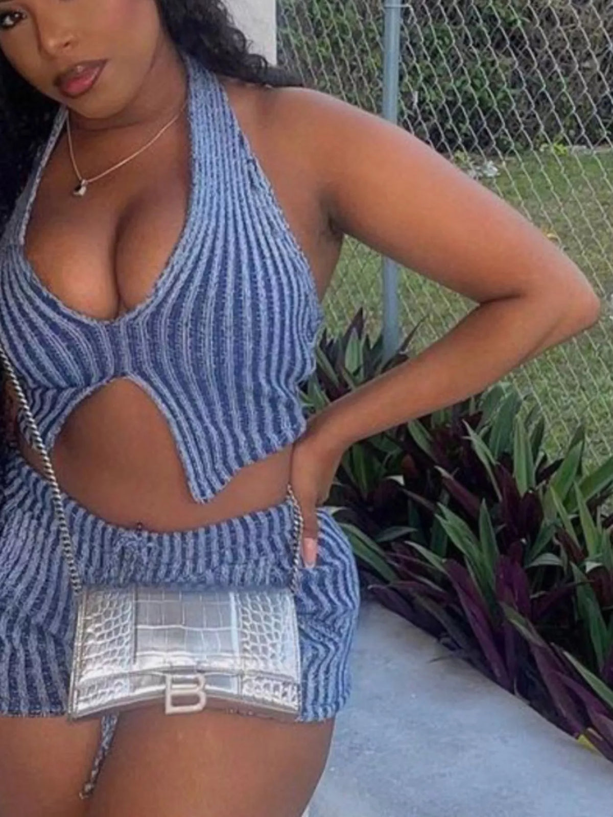Matching knit shorts styling view