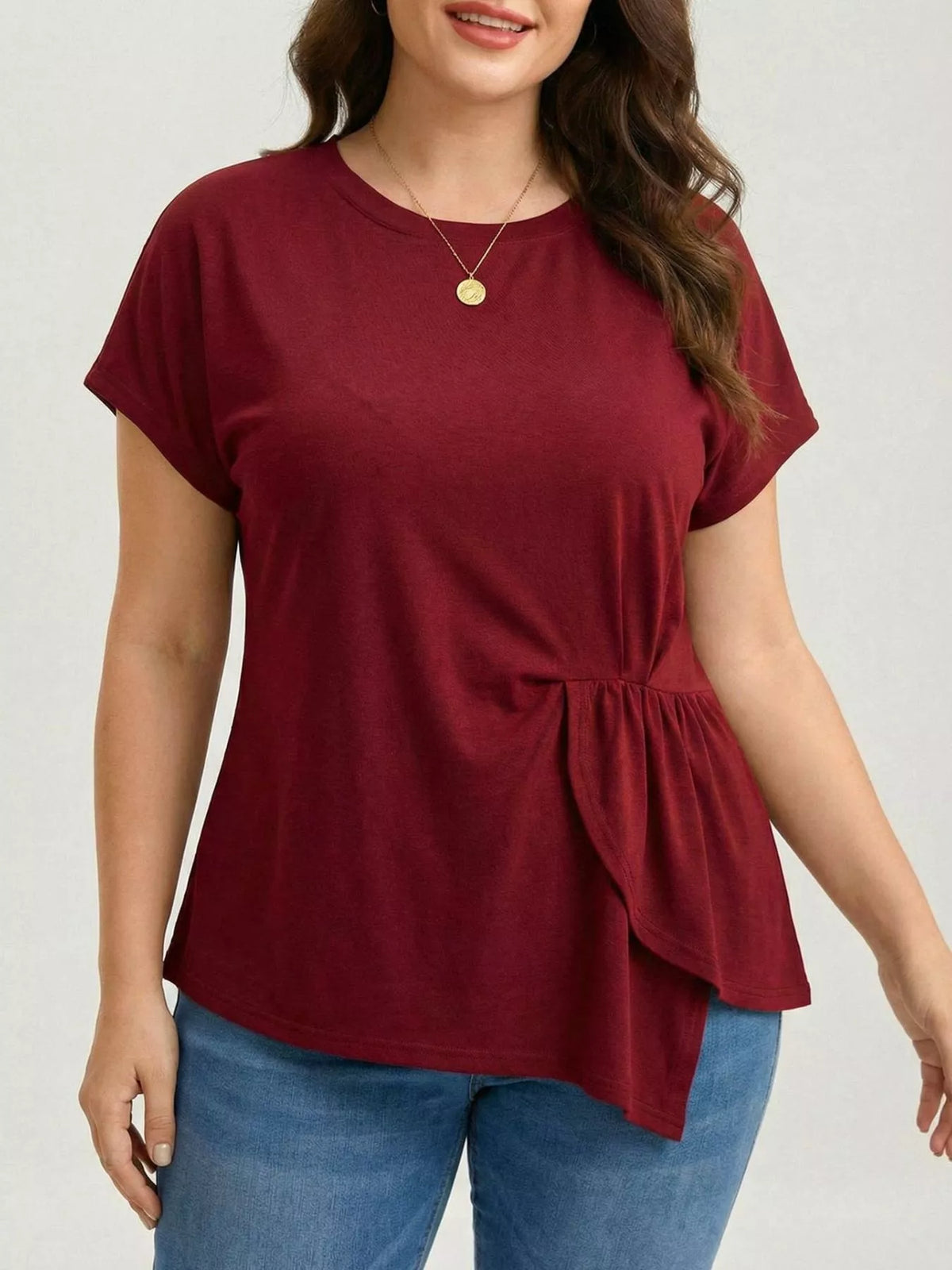 Burgundy plus size t-shirt back view