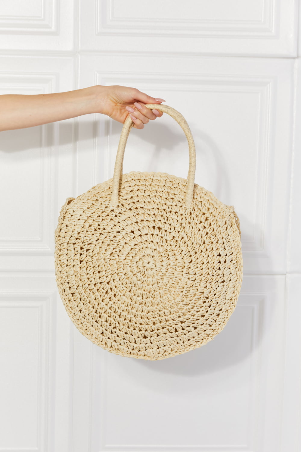 Justin Taylor Beach Date Straw Rattan Handbag in Ivory - Fashorio