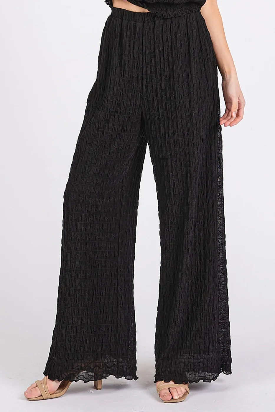 Mittoshop Textured Stretchy Crop Tank and Pants Set - Fashorio