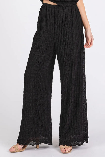 Mittoshop Textured Stretchy Crop Tank and Pants Set - Fashorio