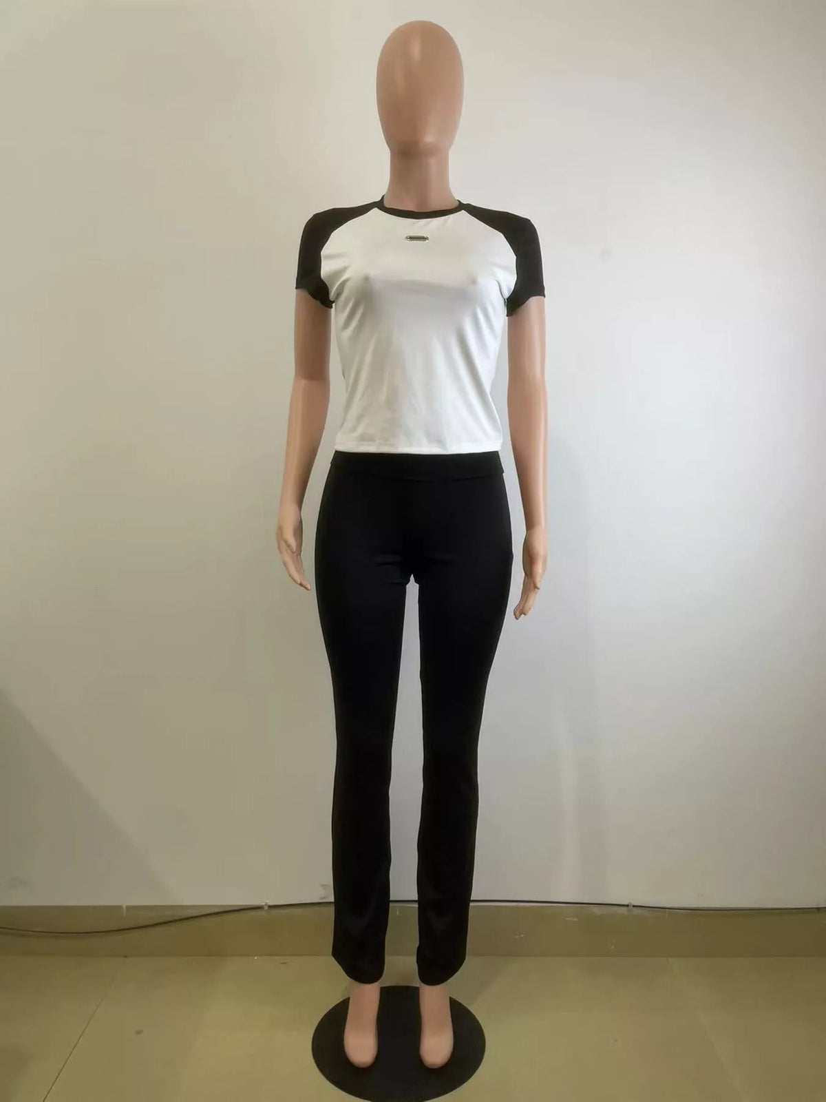 Contrast pants set fabric texture