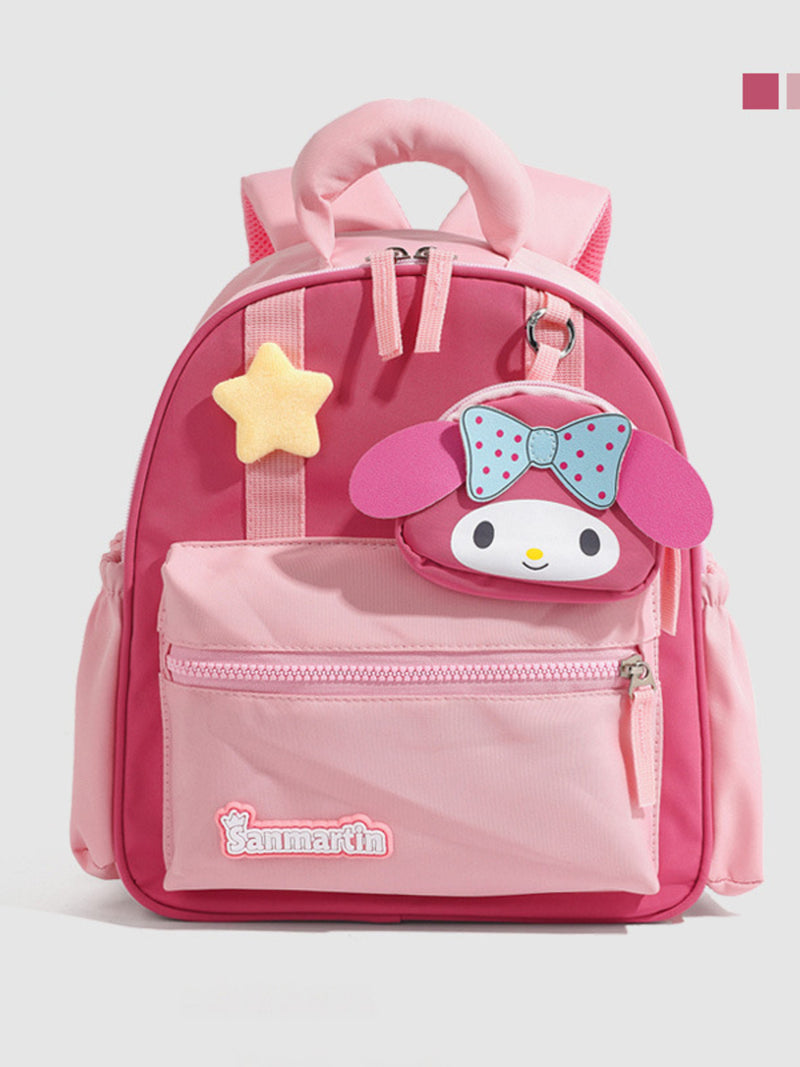 pink cartoon nylon backpack front view