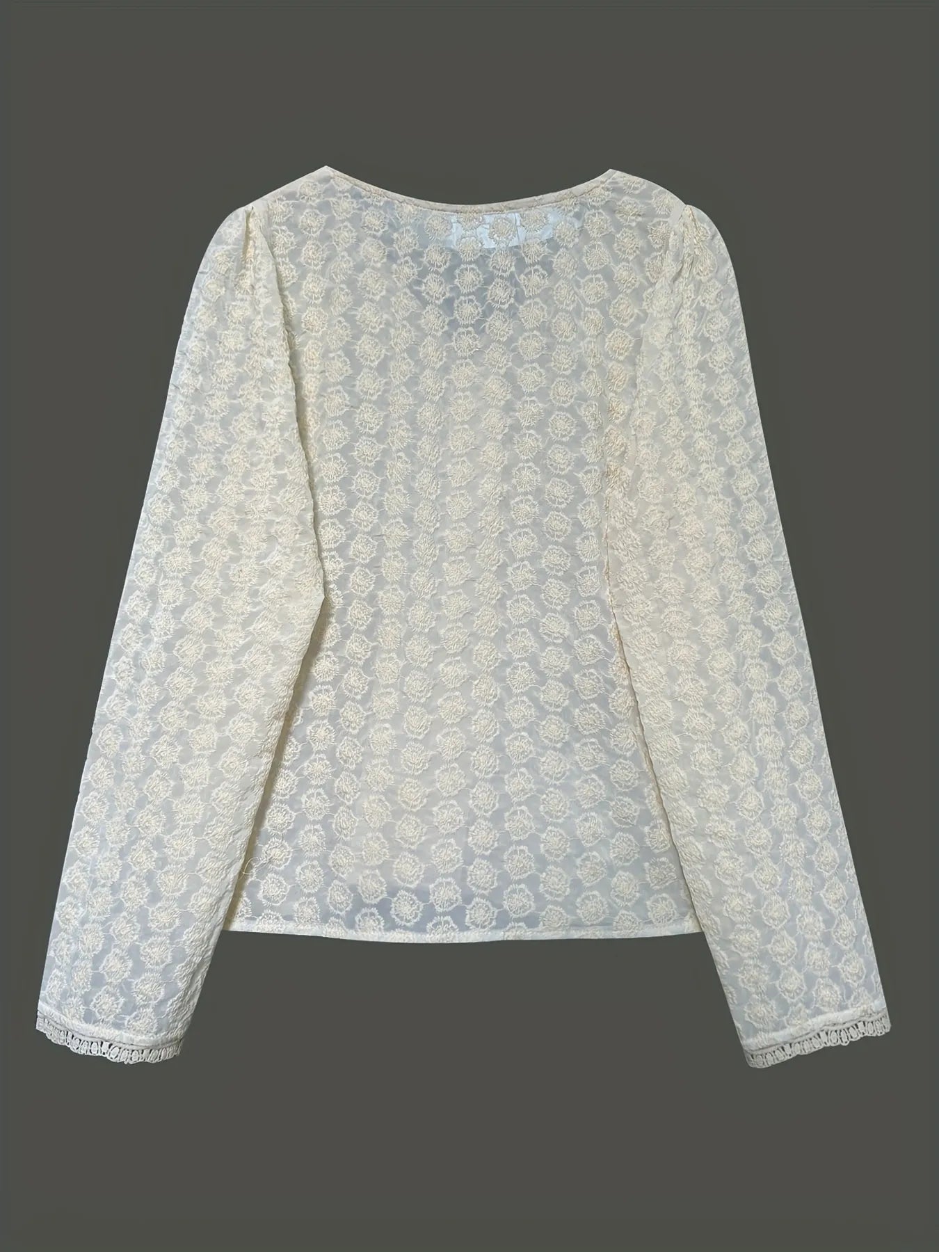 Lace Button Up Long Sleeve Shirt - Fashorio