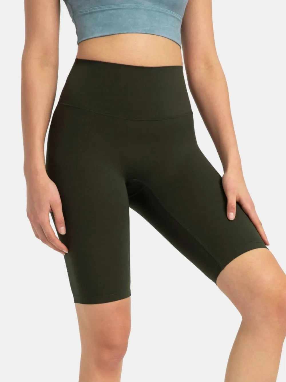 high rise wide waistband active shorts detail view 33