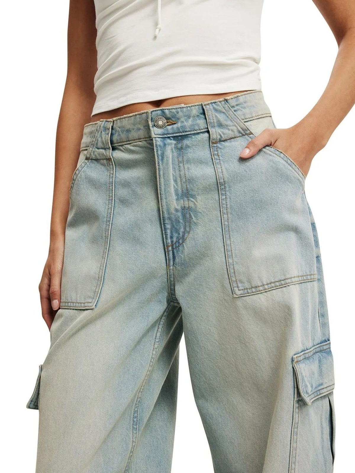 Wide Leg Cargo Jeans, view 7