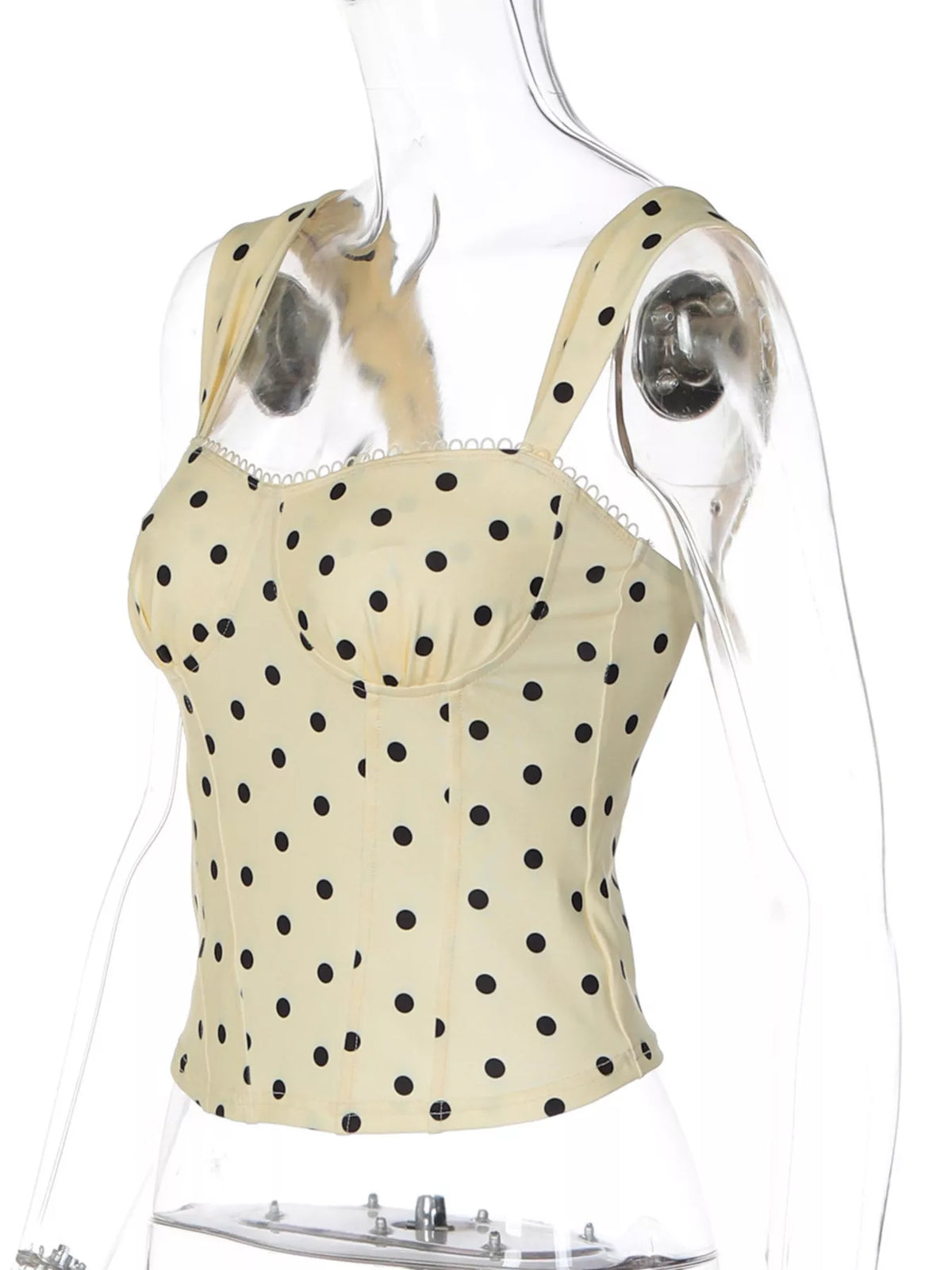 Pastel polka dot tank shown from the side